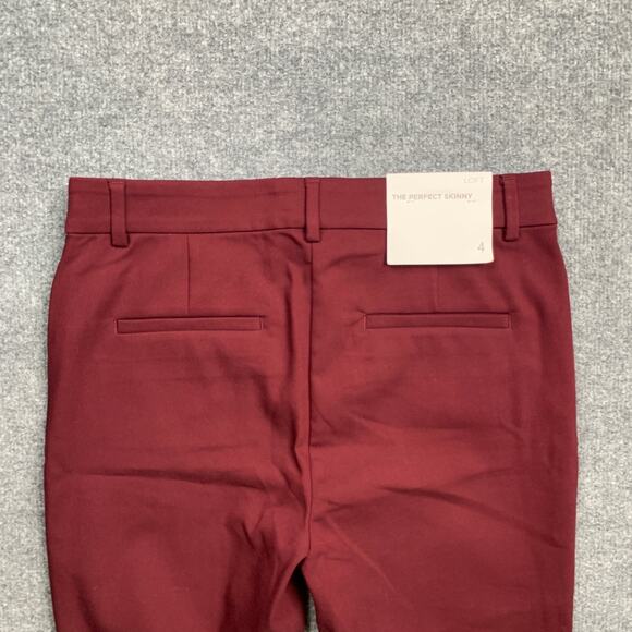 Loft Pants Womens Womens 4 Burgundy Sutton Skinny Stretch Slash Pockets Ankle - Picture 10 of 15